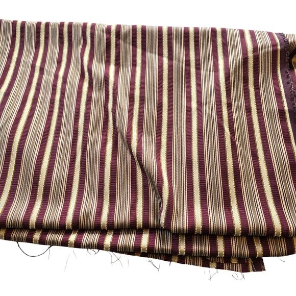 Vintage Fabric Remnant Burgundy Olive Green Ribbon Stripe Decor Victorian READ - Picture 4 of 8
